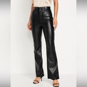 Old Navy black Higher High-Waisted Faux-Leather Flare Pants